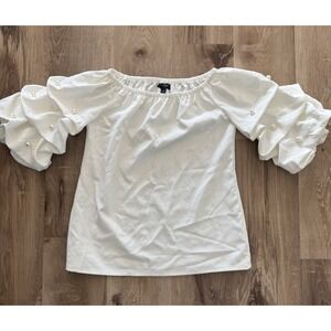 MSK Women's Balloon‎ Sleeve Off Shoulder Peasant Top  Size Small